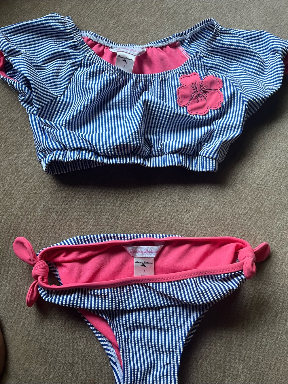 Tommy Bahama 2 piece girls striped swimsuit size 7